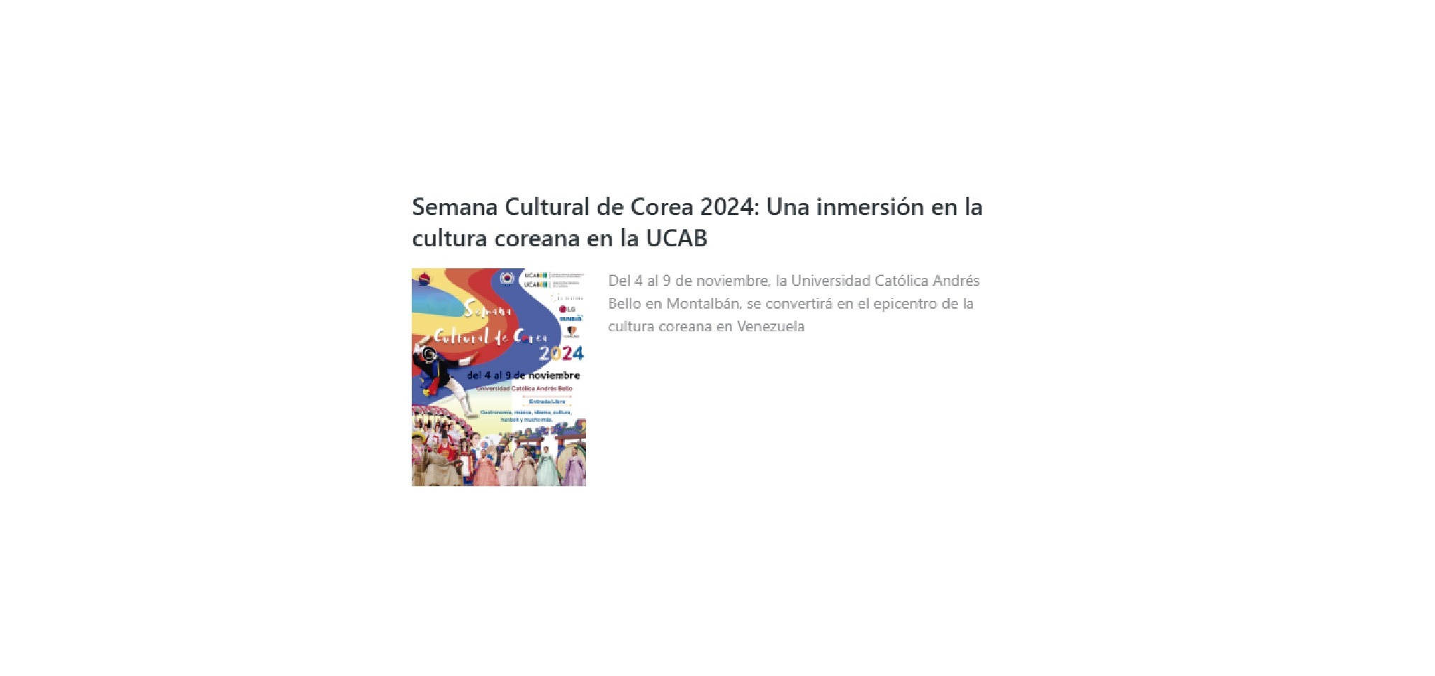 Semana Cultural de Corea 2024: Una inmersión en la cultura coreana en la UCAB  – Revista PASIÓN PAÍS